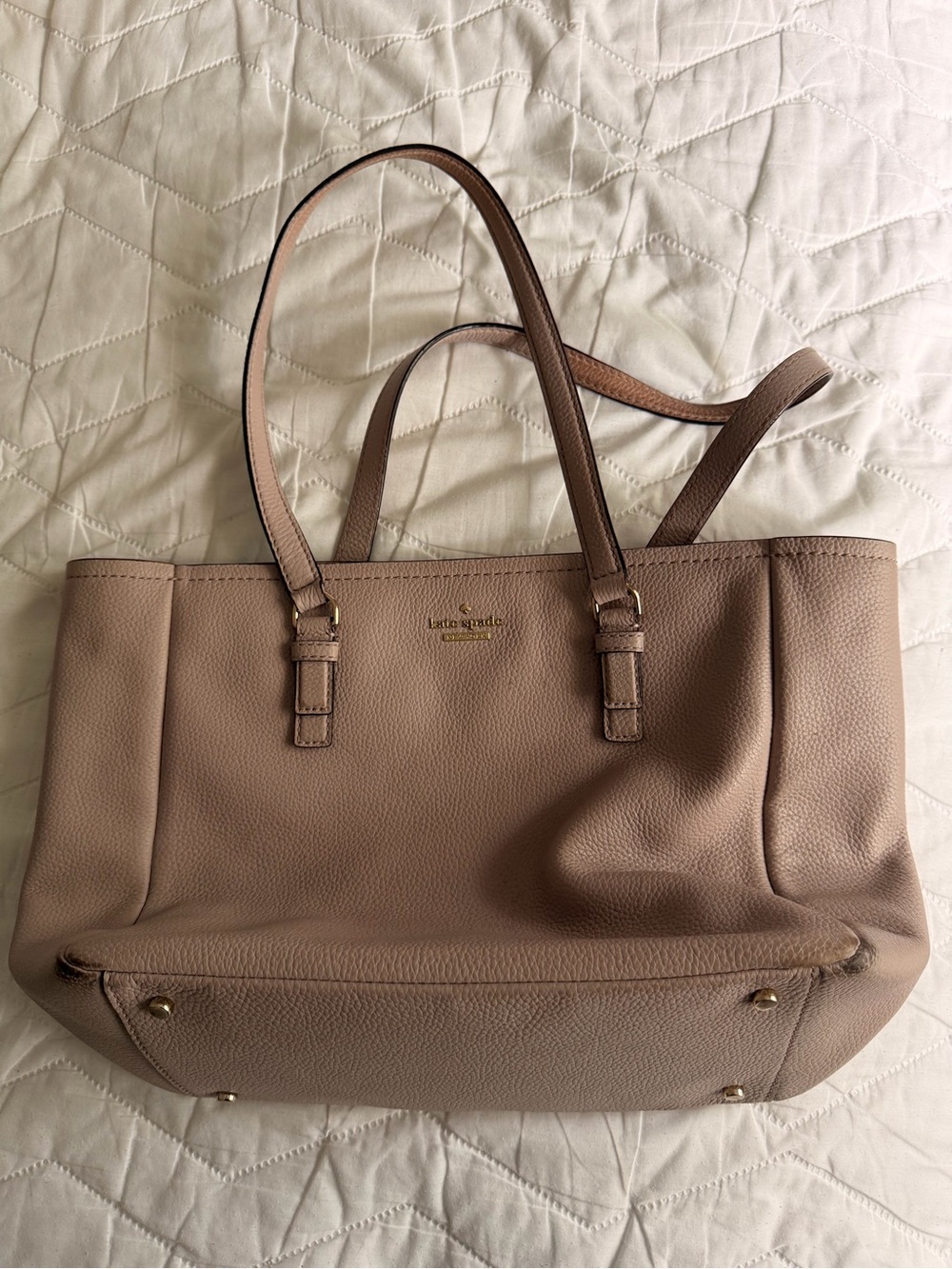 kate spade Mauve/Taupe Leather Tote with Gold Hardware